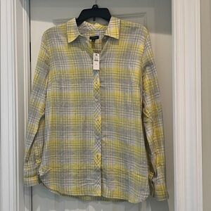 Talbots Yellow and Gray Plaid Women's Top